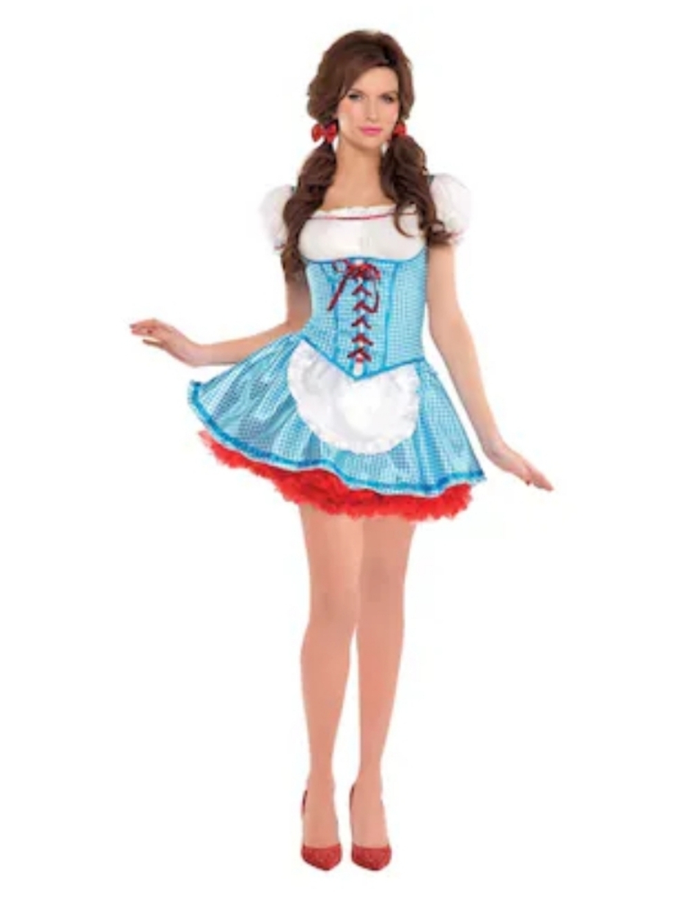 Amscan Gingham Dorothy Costume w/ Red Trim SzL. NWT